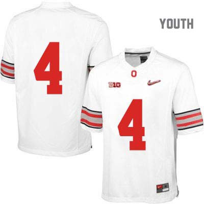 Ohio State Buckeyes Youth Only Number #4 White Authentic Nike Diamond Quest College NCAA Stitched Football Jersey VZ19Q44HR
